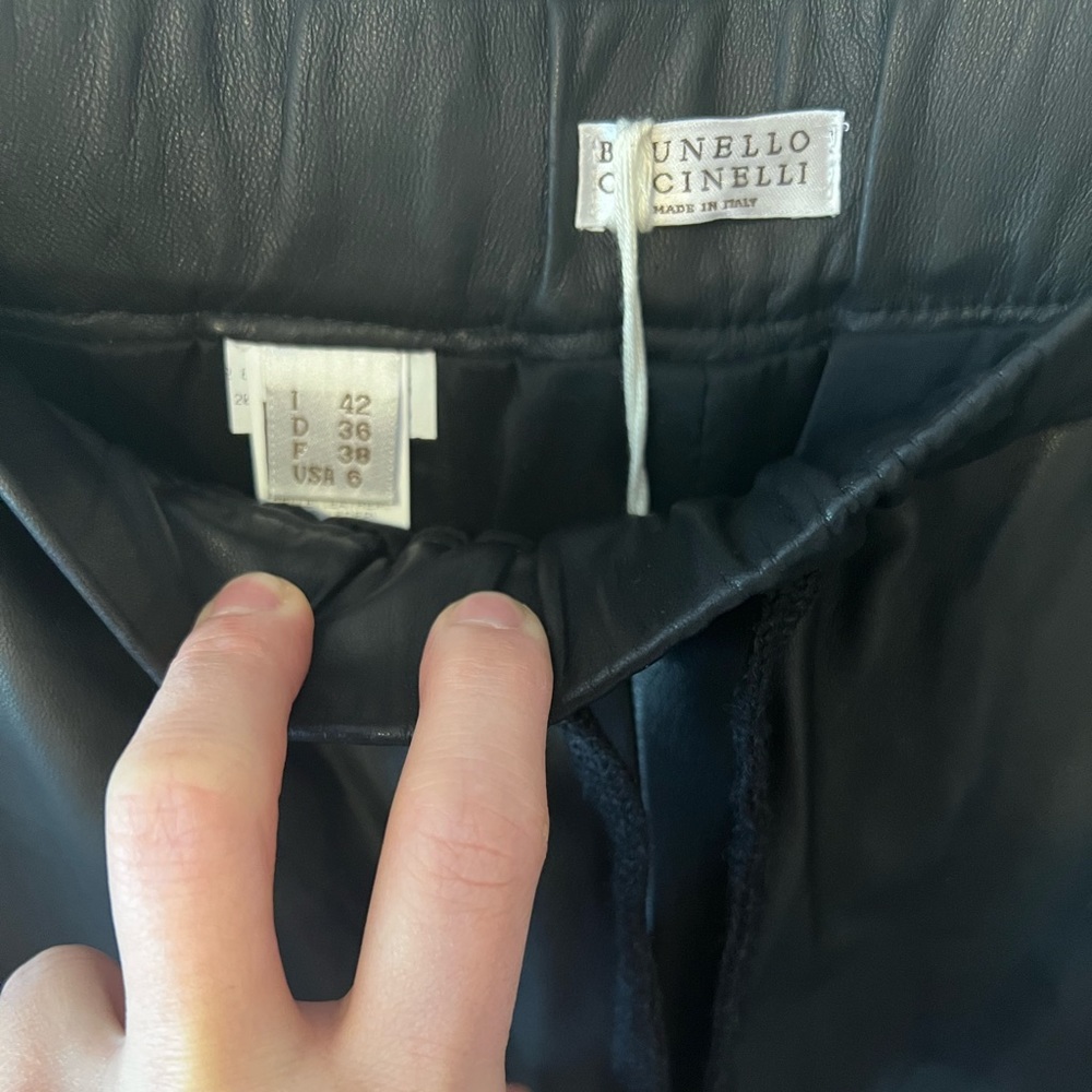 Brunello Cucinelli High-Waist Leather Pants - Picture 8 of 10